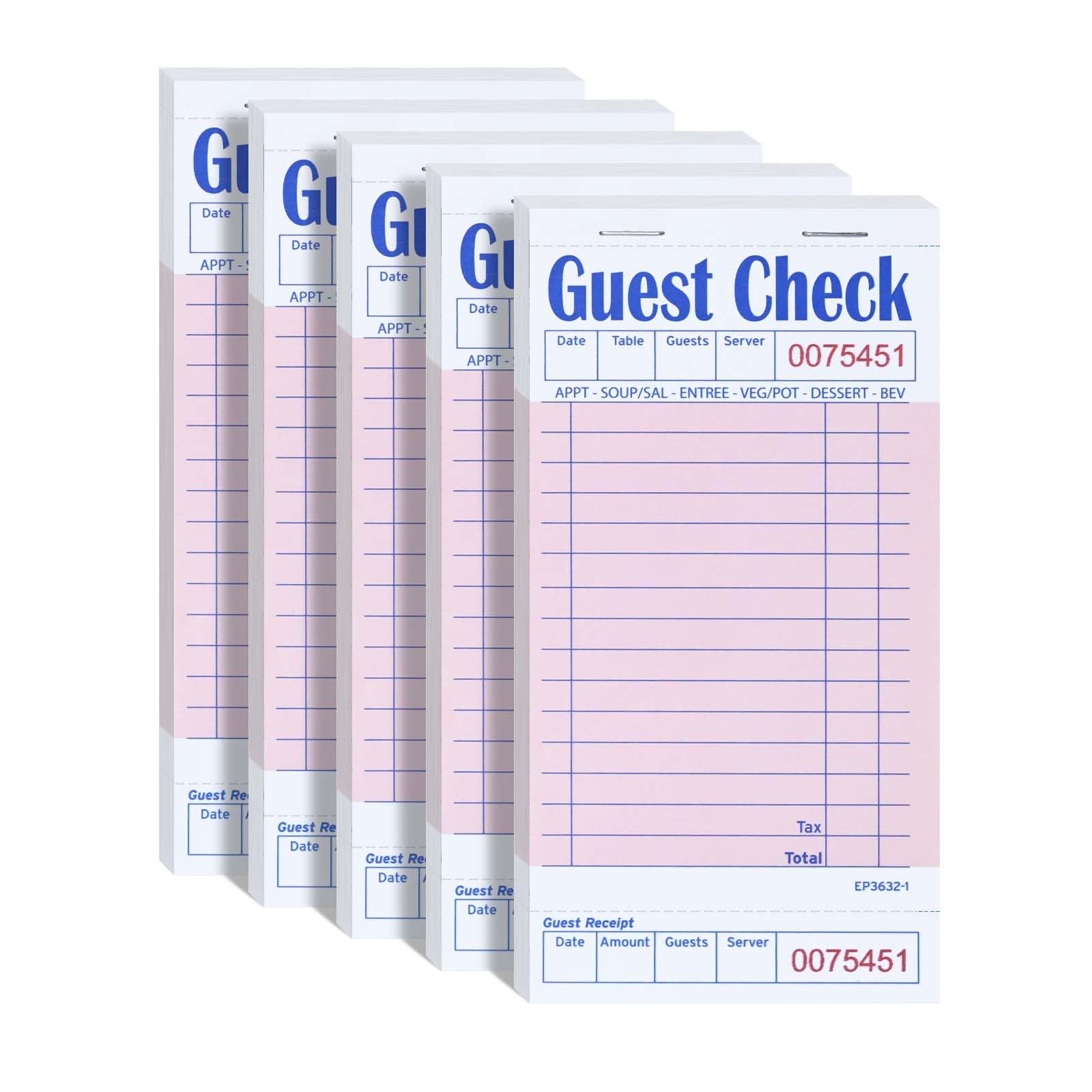 Mua Server Guest Checkbook, 5 Pack EP-3632-1 Server Note Book, Thick ...