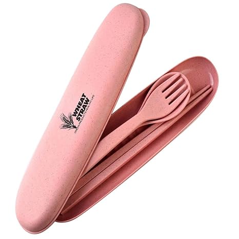 Juego de cubertería de plástico de paja de trigo, de la marca Pawaca; incluye