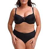 Torrid Women's Plus Size XO Plunge Push-Up Smooth Bra with Crisscross Design, Rich Black, 42D