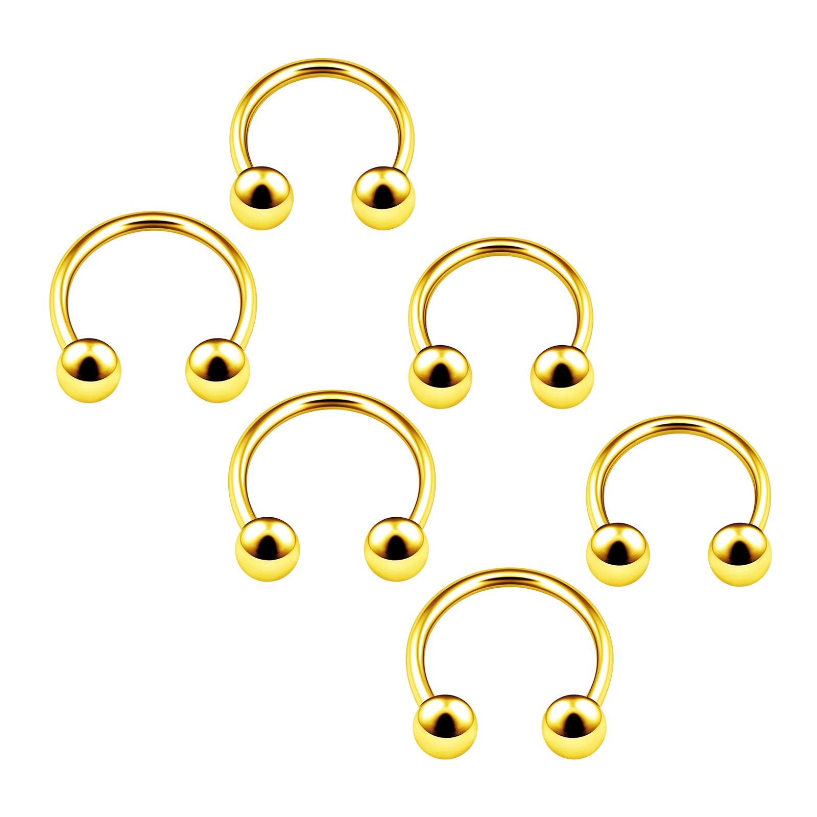 BanaVega 6PCS Anodized Circular Ring 18g 6mm 8mm 3mm Ball Tragus Eyebrow Daith Rook Earrings Helix Piercing Jewellery 4671 — image 1