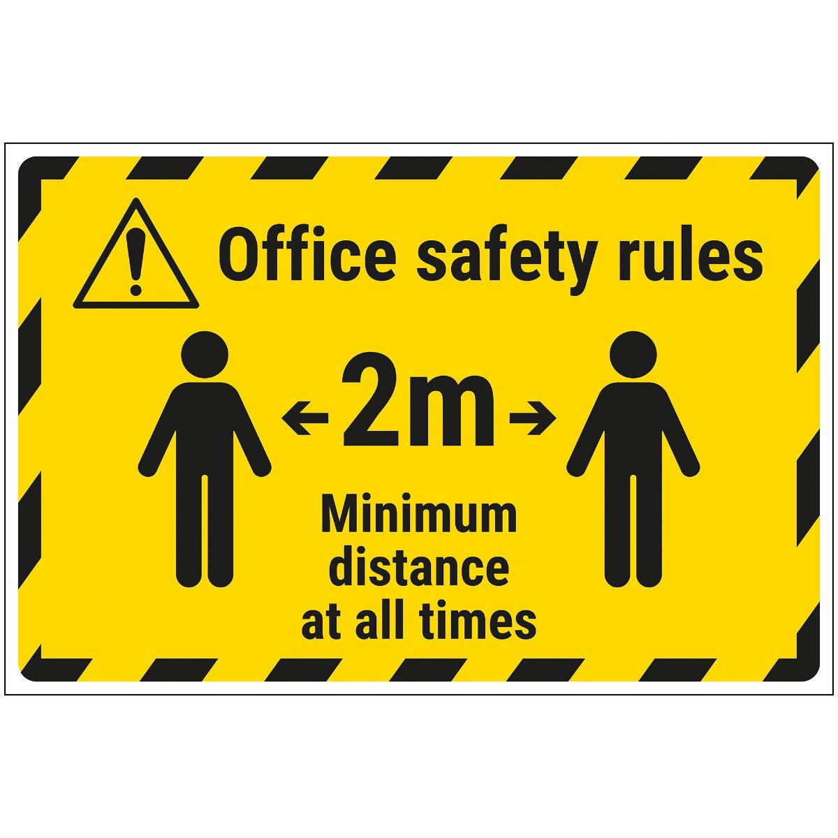 Vsafety Office Safety Rules - Keep 2m Distance - 450mm x 300mm - Self Adhesive Floor Sticker