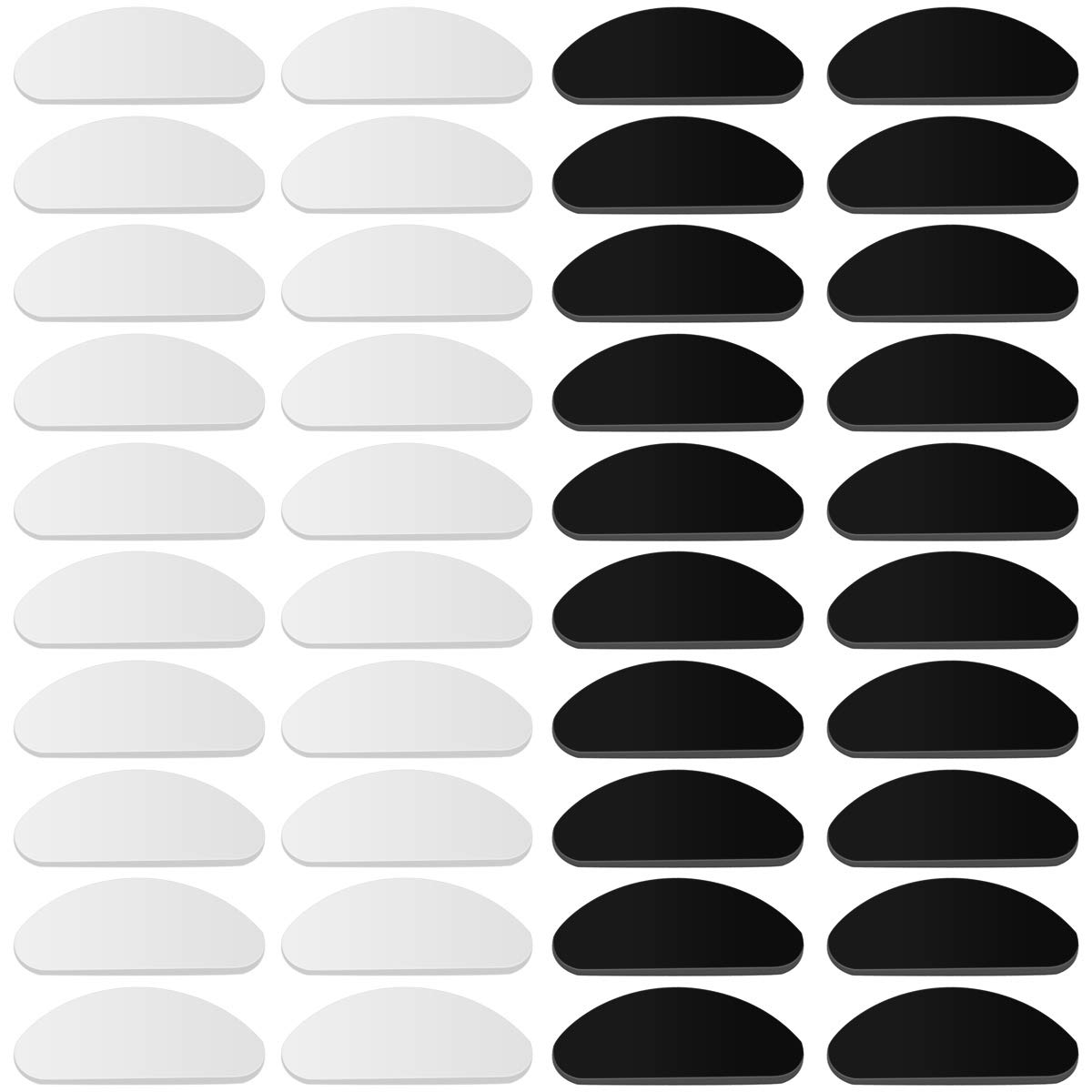 20 Pairs Adhesive Eye Glasses Nose Pads Eye Glasses Nose Pads Replacements Nose Pad for Glasses Bridge, D Shape Anti Slip Silicone Nose Pads for Eyeglasses Sunglasses (10 Pairs Clear + 10 Pairs Black)