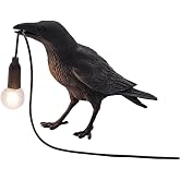 Smowfes Gothic Raven Table Lamp, Black Lamp with E14 Base | Gothic Raven design table lamp, E14 base for home bar, study & indoor decorative lighting;gothic outdoor decor