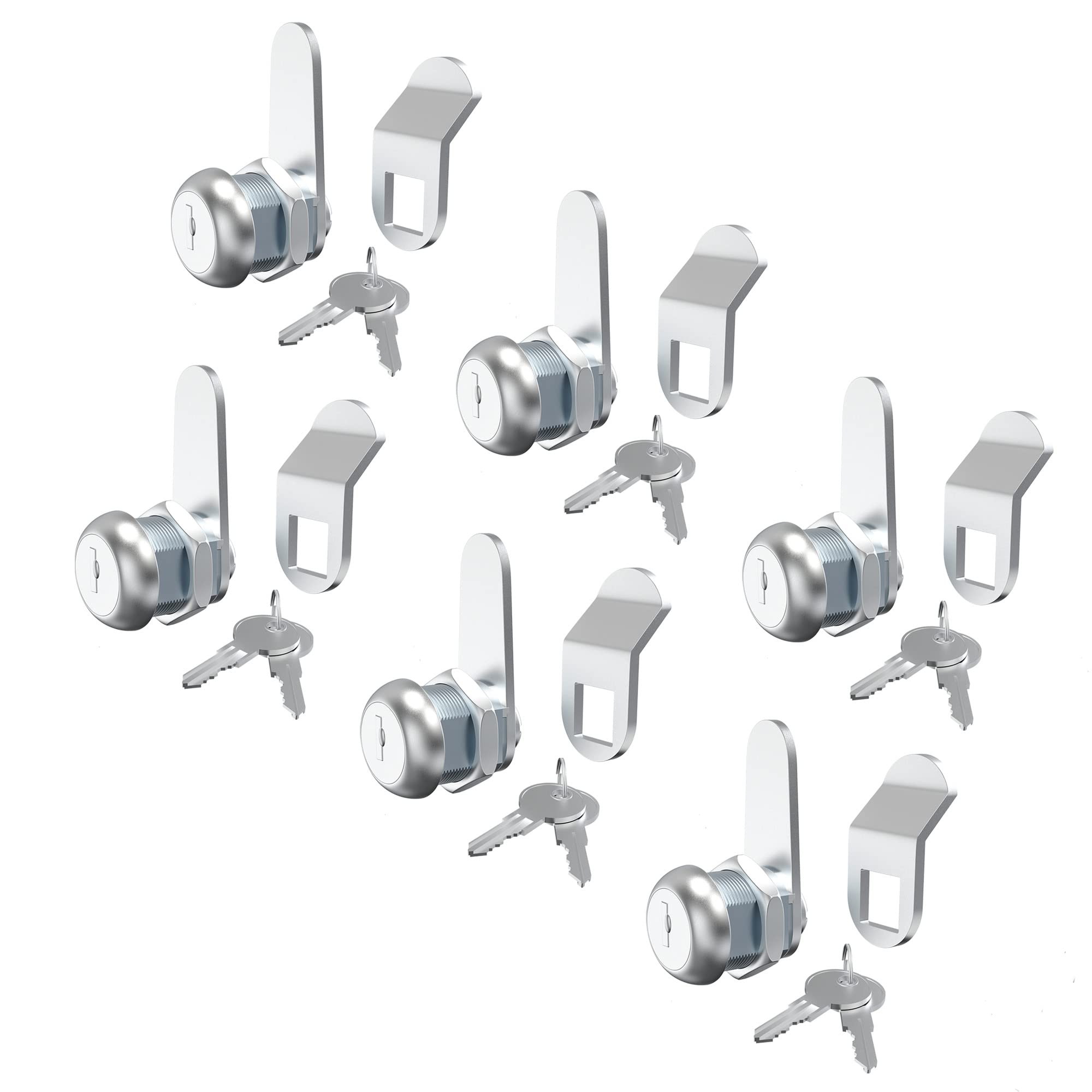 Hecfu 6 Pack Cabinet Lock Mailbox Locks, 5/8" Cam Lock Keyed Alike, Secure Drawer RV Storage Locks Truck Tool Box Lock Replacement, Zinc Alloy