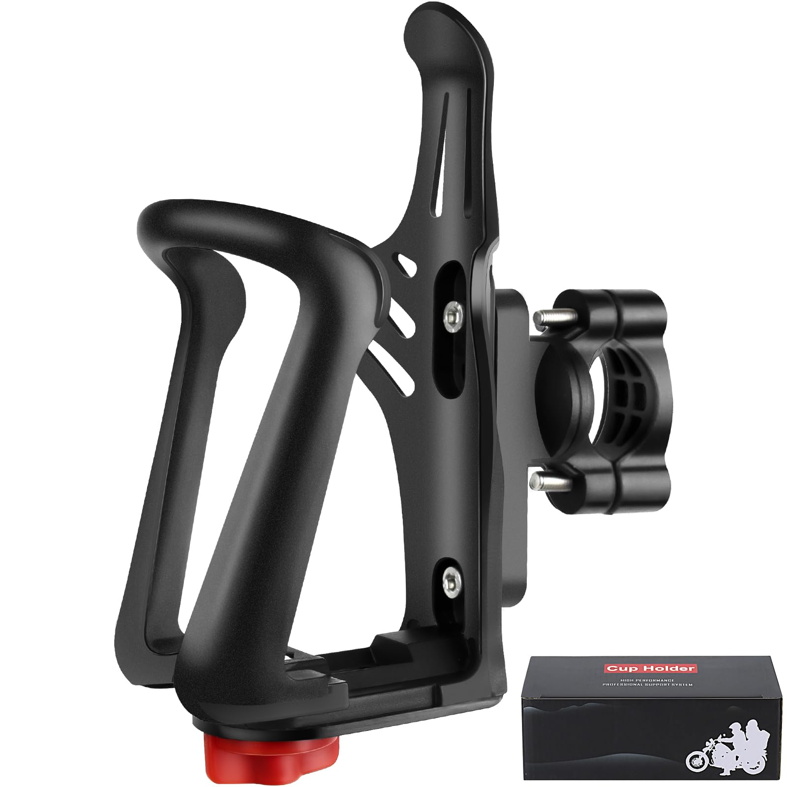 さえだ バイク ドリンクホルダー 自転車 ボトルホルダー 360度回転 バイク用ペットボトルホルダー ロードバイク ボトルケージ フレーム ハンドル バー マウント クランプ固定 カップホルダー 滑り止めゴム付き 取付け簡単 バイク/自転車/車椅子/ベビーカー/キックボード/ATV/UTV (ブラック) の商品画像