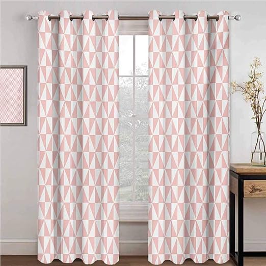 Cortina de color rosa pálido aislado triángulos patrón en colores