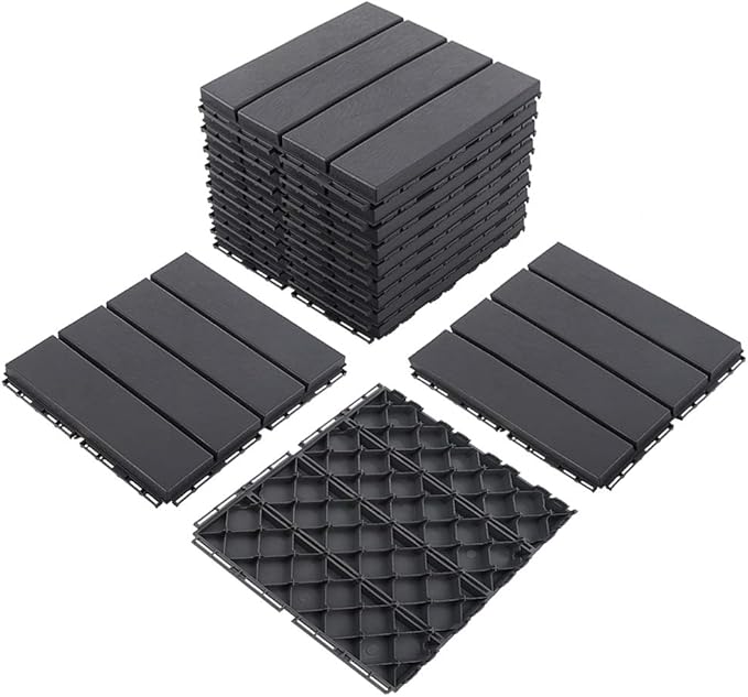 Domi Outdoor Living Patio Deck Tiles, 12 x 12 inches Composite