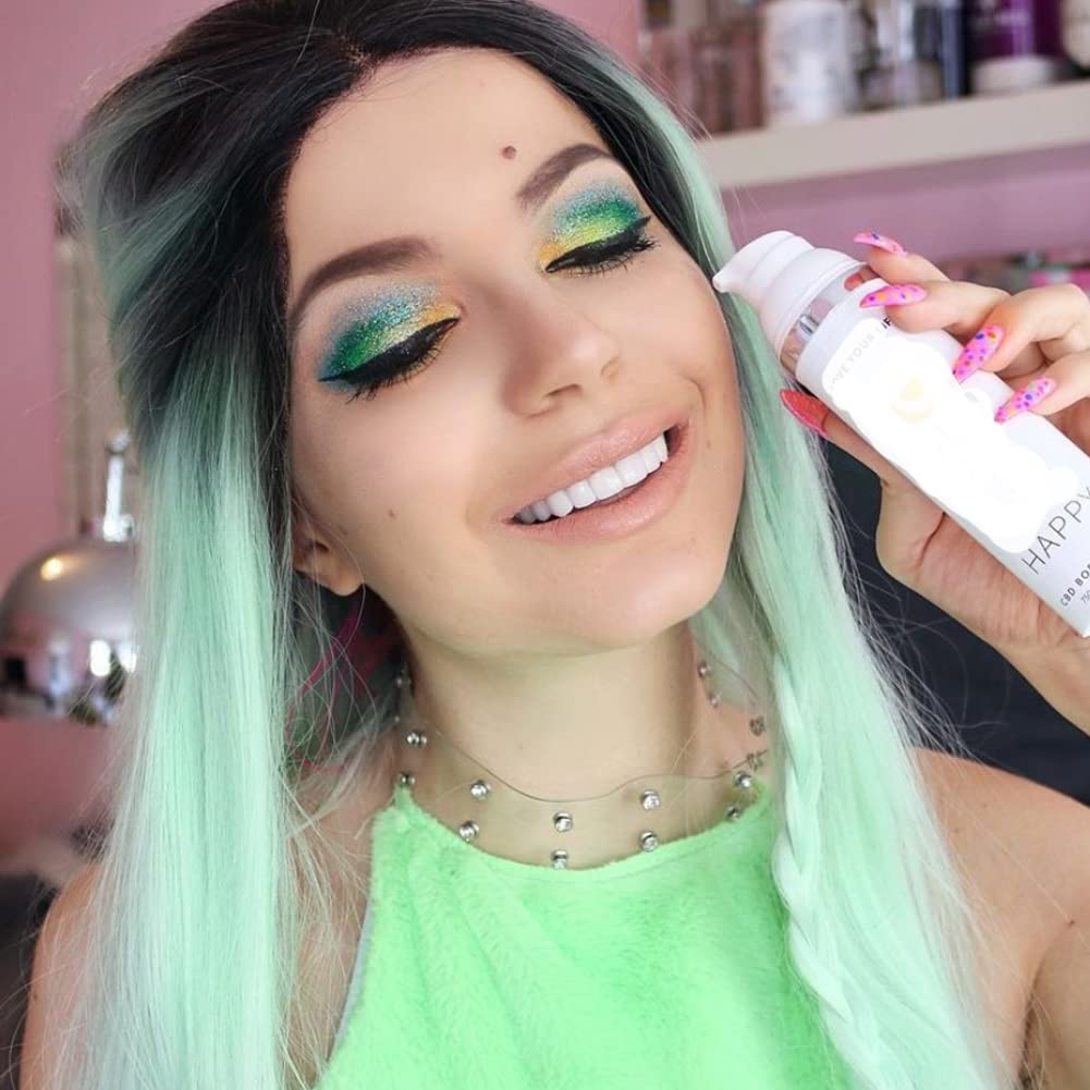 AFBeauty Ombre Mint Green Synthetic Lace Front Wig With Dark Roots Long Straight Colored Hair Free Part Heat Resistant Fiber Party Cosplay Wigs for Women