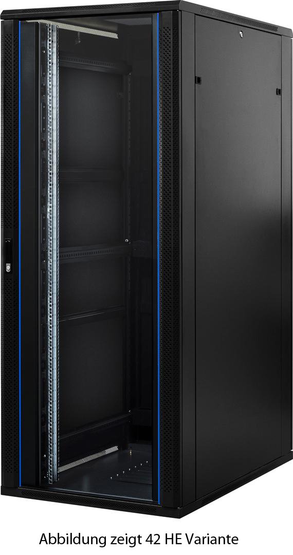 12 HE 19 Zoll 19 Wandschrank mit Glastür 19Power GmbH 600x450x635mm