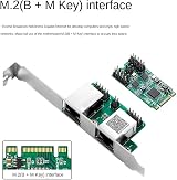 Lodokdre M.2 to Dual Port 2.5G Gigabit Network Card 2 RJ45 2500Mbps 1000M B/M view 3