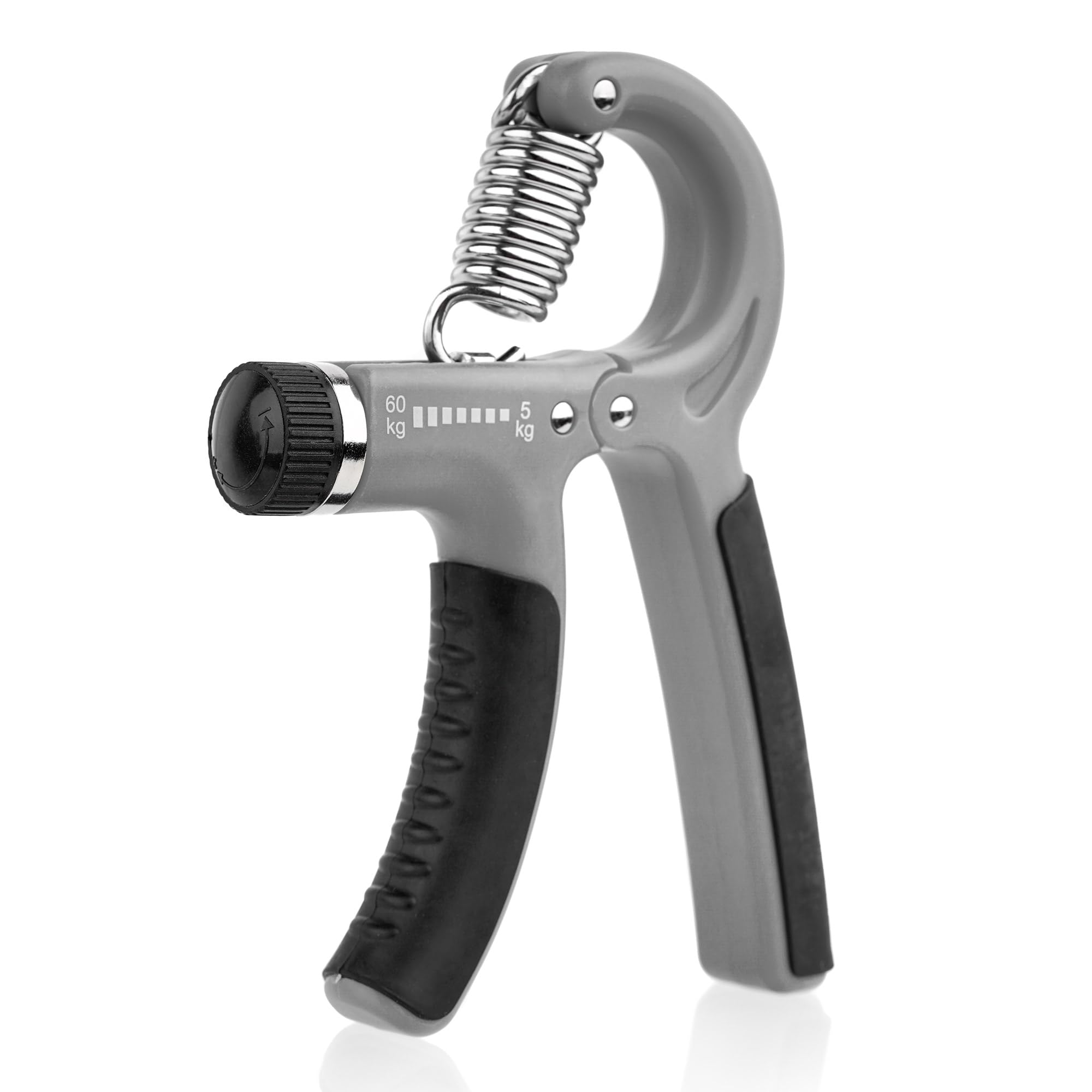 NORDFIT Grip Trainer - Adjustable Hand Gripper (5-60kg) - Forearm Strengthener & Hand Exerciser for Men and Women - Ergonomic, Portable, and Durable. Athletes, Musicians and Inujury recovery (Grey)