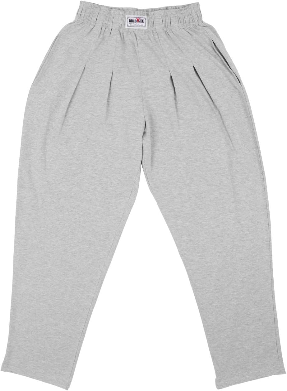 Muscle Alive Mens Gym Baggy Pants for Bodybuilding Fitness Sports Trousers Cotton and Spandex