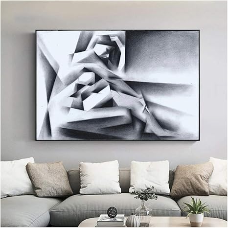 Hyfbh Lienzo Arte De La Pared Negro Blanco Y Gris Belleza