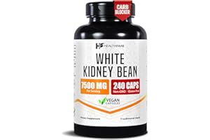 Healthfare White Kidney Bean Extract 7500mg | 240 Vegan Capsules | Extra Strength Concentrated Formula | Herbal Supplement for Carb & Digestion Support | Non-GMO, Gluten-Free | Made in USA