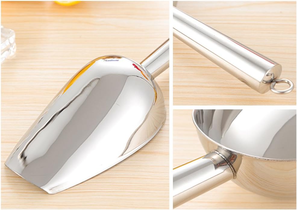 Ice Scoop, Stainless Steel Sweet Candy Food Scoop for Kitchen Bar Buffet Party Wedding Heavy Duty & Dishwasher Safe - 5oz - Image 3