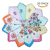WINDLY Women’s Premium Vintage Cotton Handkerchiefs Hankies with Floral Prints - 10pcs (10pcs)