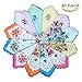 WINDLY Women’s Premium Vintage Cotton Handkerchiefs Hankies with Floral Prints - 10pcs (10pcs)