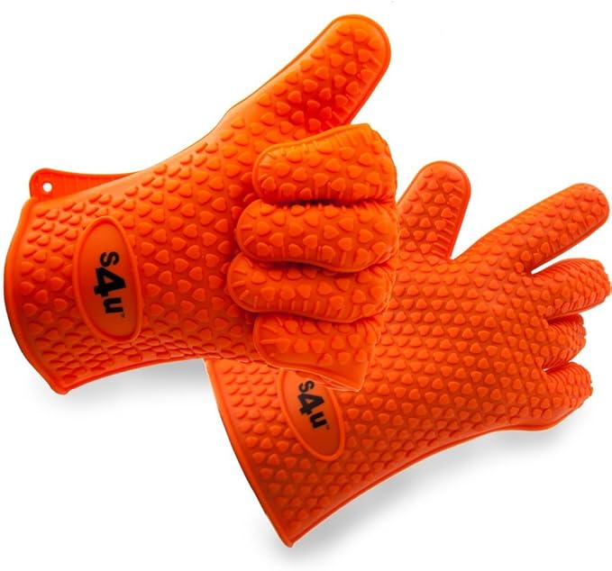 S4U Pair of Extra Heavy Duty Silicone Oven Gloves Heat Resistant use
