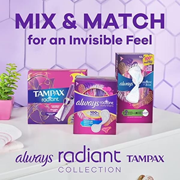 TAMPAX RADIANT TAMPONS MULTIPACK WITH LEAKGUARD BRAID, REGULAR/SUPER ABSORBENCY, WITH LEAKGUARD BRAID, UNSCENTED, 28 COUNT