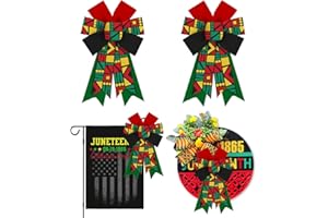 ON-AIRSTORE 2pcs Black History Month Wreath Bows Juneteenth Burlap Bows for Wreath, Kwanzaa Bows 1865 June 19th Freedom Day Bows for African American Independence Day Indoor Outdoor Wreath Decor Supplies