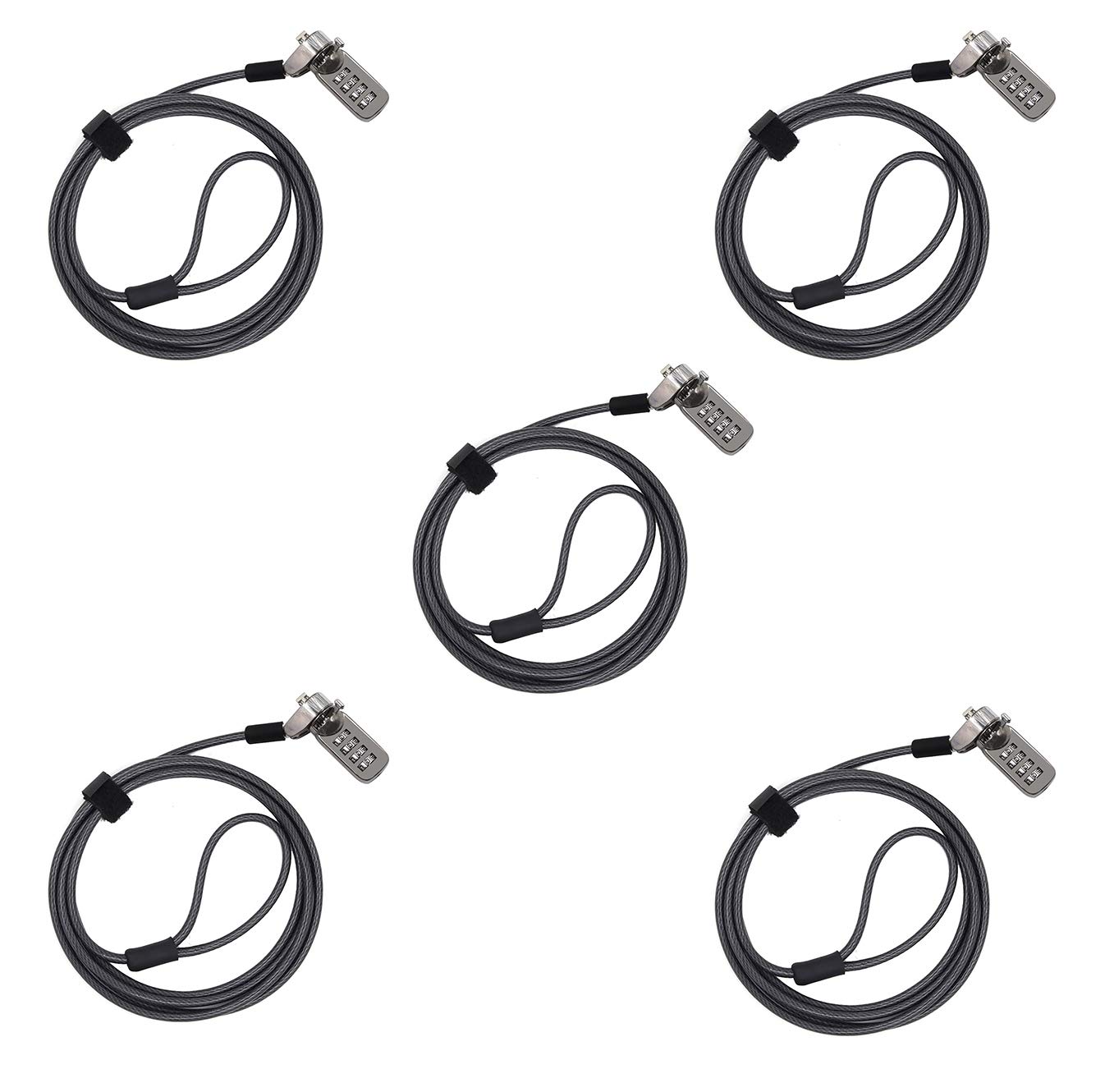 CaLeQi Combination Security Lock Cable for Notebook Laptop Pc Computer Monitor lcd - 2m Cable Black (Laptop lock) 5pcs