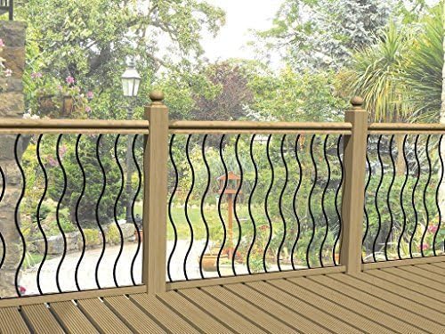 Pack Of 4 Wavy Metal Decking Panel Wavey Rail Infill Bars Steel Decking Fence