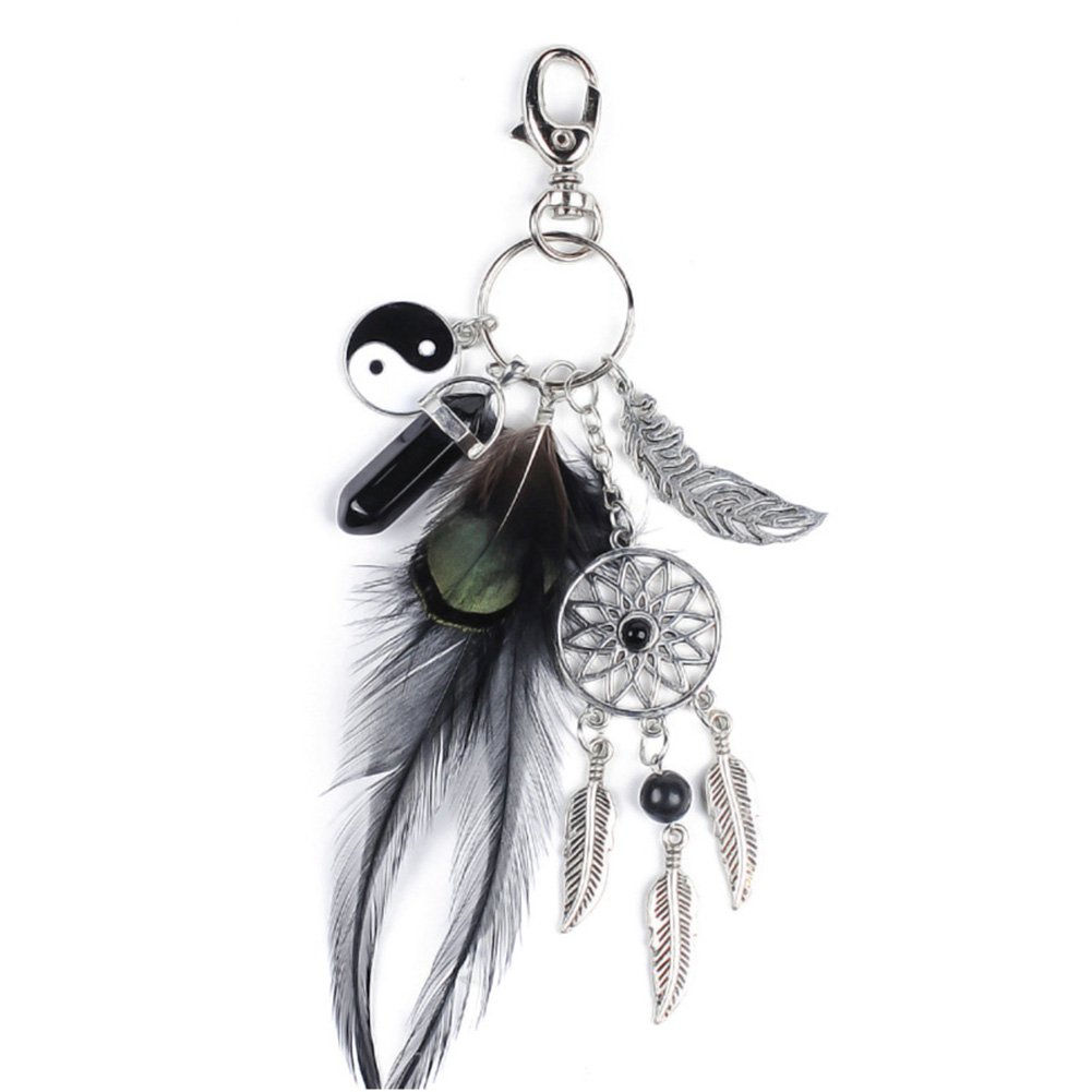 Sztara Bohemian Yin Yang Keychain Dream Catcher Feather Tassel Leaf Keyring Fashion Silver Boho Ornament Key Ring Keyfobs Buy Online In Aruba At Aruba Desertcart Com Productid 4410