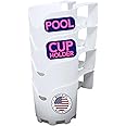 White Pool Cup Holders – Clip-On to Above Ground Pools with 2" or Less Round Top Rail – Above Ground Pool Cup Holder for Water, Beer & Wine, Phone & Accessories by Storage Theory - 4 Pack