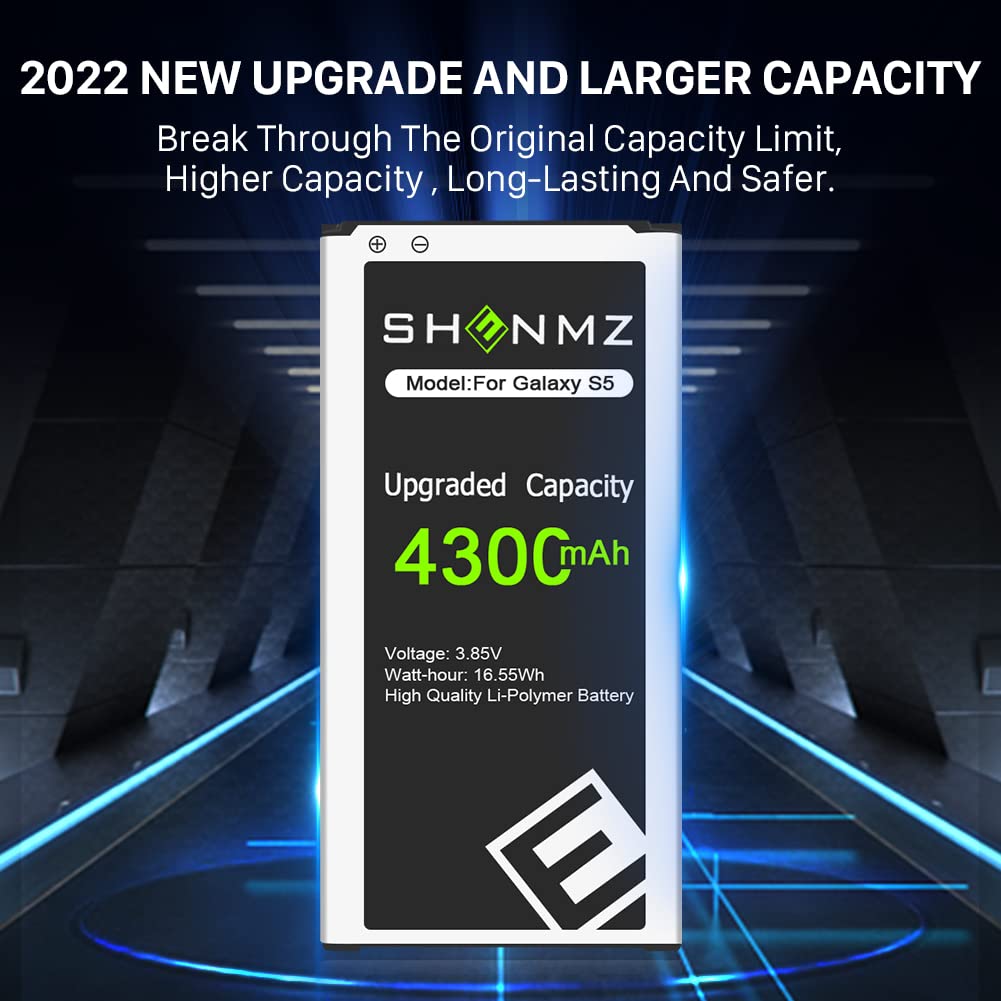 Galaxy S5 Battery, (2025 Upgraded) 4300mAh Ultra High Capacity New 0 Cycle Replacement Battery for Samsung Galaxy S5 G900A G900P G900V G900T G900F G900H G900R4 I9600 S5 Spare Battery