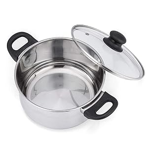 NARCE Stainless Steel Stockpot, 4 Quart Stock Pot with Lid, Heat-Proof Double Handles - Dishwasher Safe