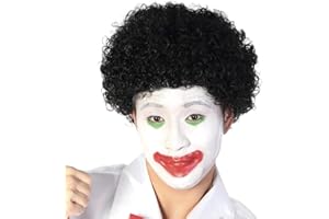 AICKER Short Afro Kinky Curly Wig for Men Women, Synthetic Funny Cosplay Wigs, Costume Party Hair Replacement Heat Resistant Fiber(Black)