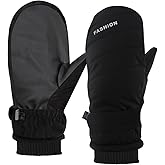 Bototack Winter Women Ski Mittens, Waterproof Touch Screen Snow Mitts, Anti Slip Warm Windproof Snowboard Gloves for Skiing Hiking Cycling