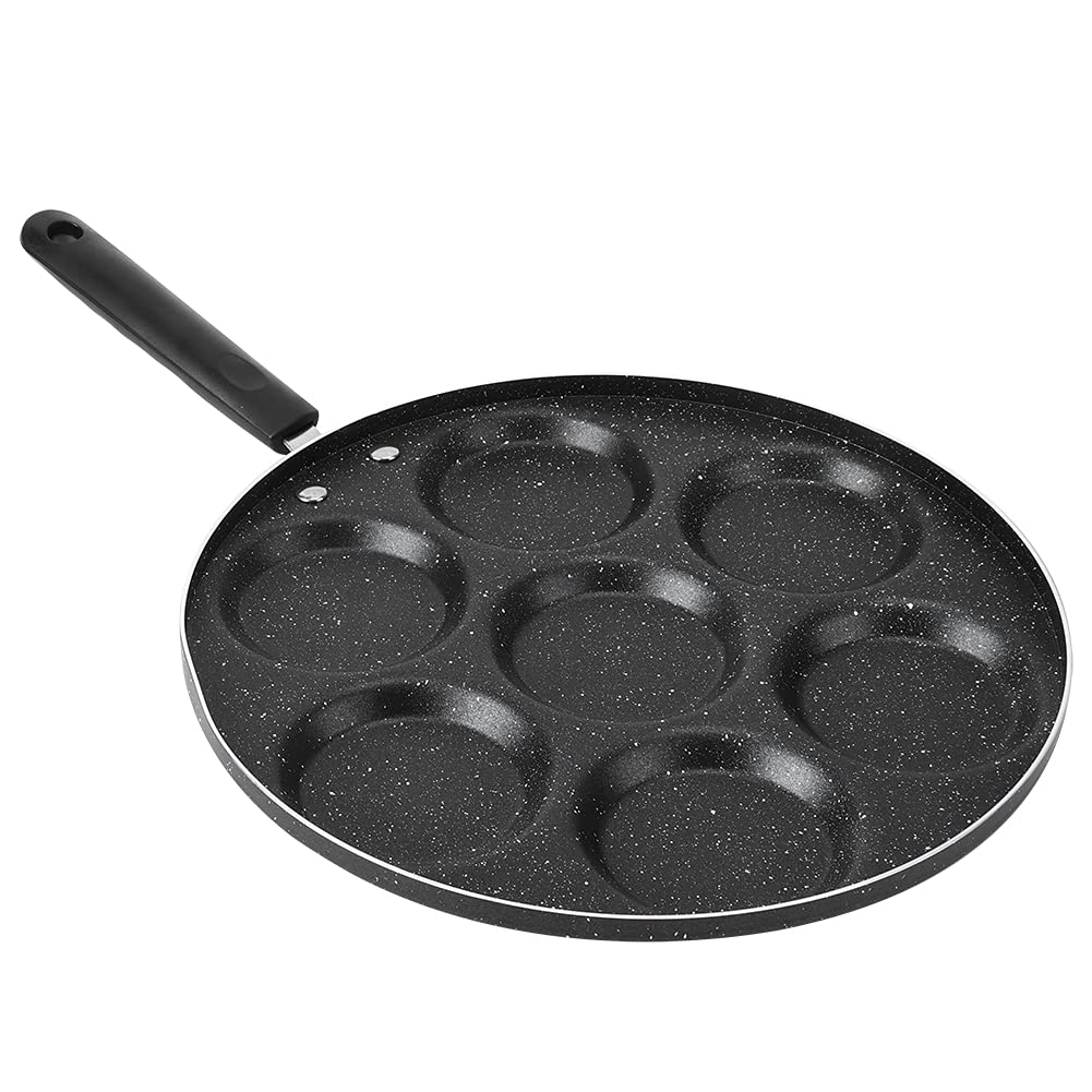 Egg Frying Pan, Non Stick Pancake Pa Kitchen Cookware Fried Egg Burger Pan Burger Mold with 7 Holes for Breakfast