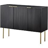 FZZDP Sideboard with Three Doors Adjustable Shelving and 4 Metal Legs