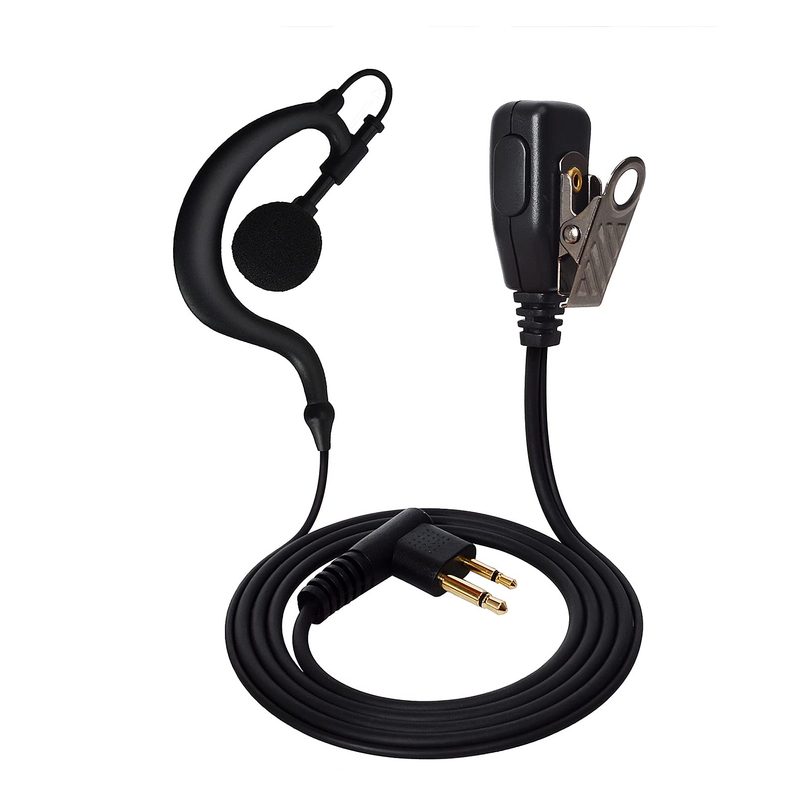 UAYESOK Radio Earpiece G Shape Walkie Talkie Headset with PTT Mic Microphone for Motorola Radio 2 Pin CP040 CP200 DP1400 GP300 XT180 XT420 XT460 Hytera PD505 Midland Security 2 Way Radio (1 Pcs)