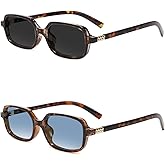 Slocyclub Square Sunglasses for Women Men Retro Rectangular Sun Glasses, Trendy Sunnies Vintage Sun Shades