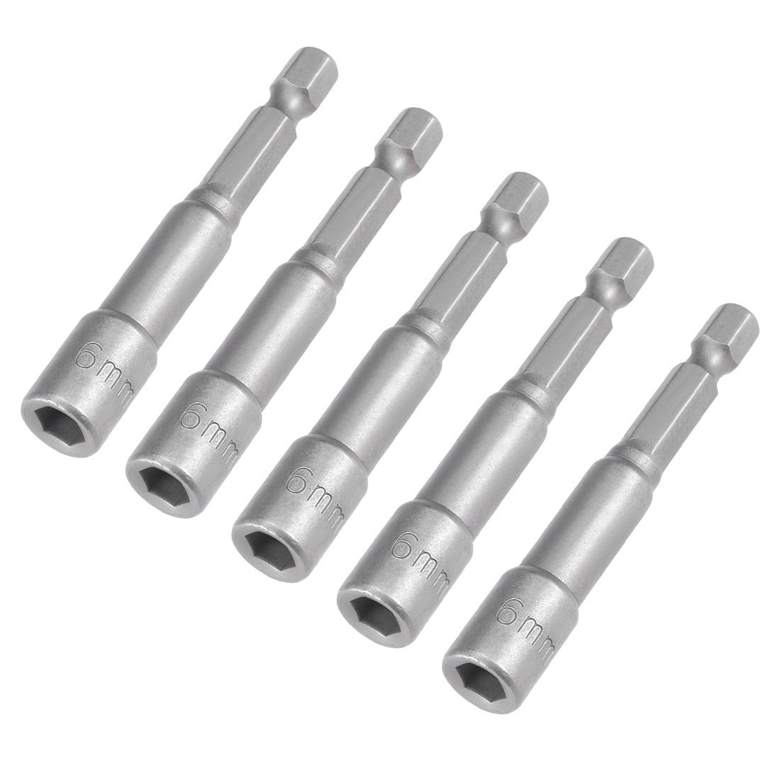 Sourcingmap 5 Pcs 1/4" Quick-Change Hex Shank 6mm Magnetic Nut Setter Driver Drill Bit, 65mm Length, Metric