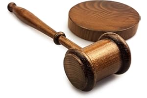 MOONWOOD Gavel and Block Set - Handcrafted Rustic Matte Old View Finish Wood Perfect for Judge, Lawyer, Student, Auction Gavels - Gavel and Sound Round Block Best Gift Idea