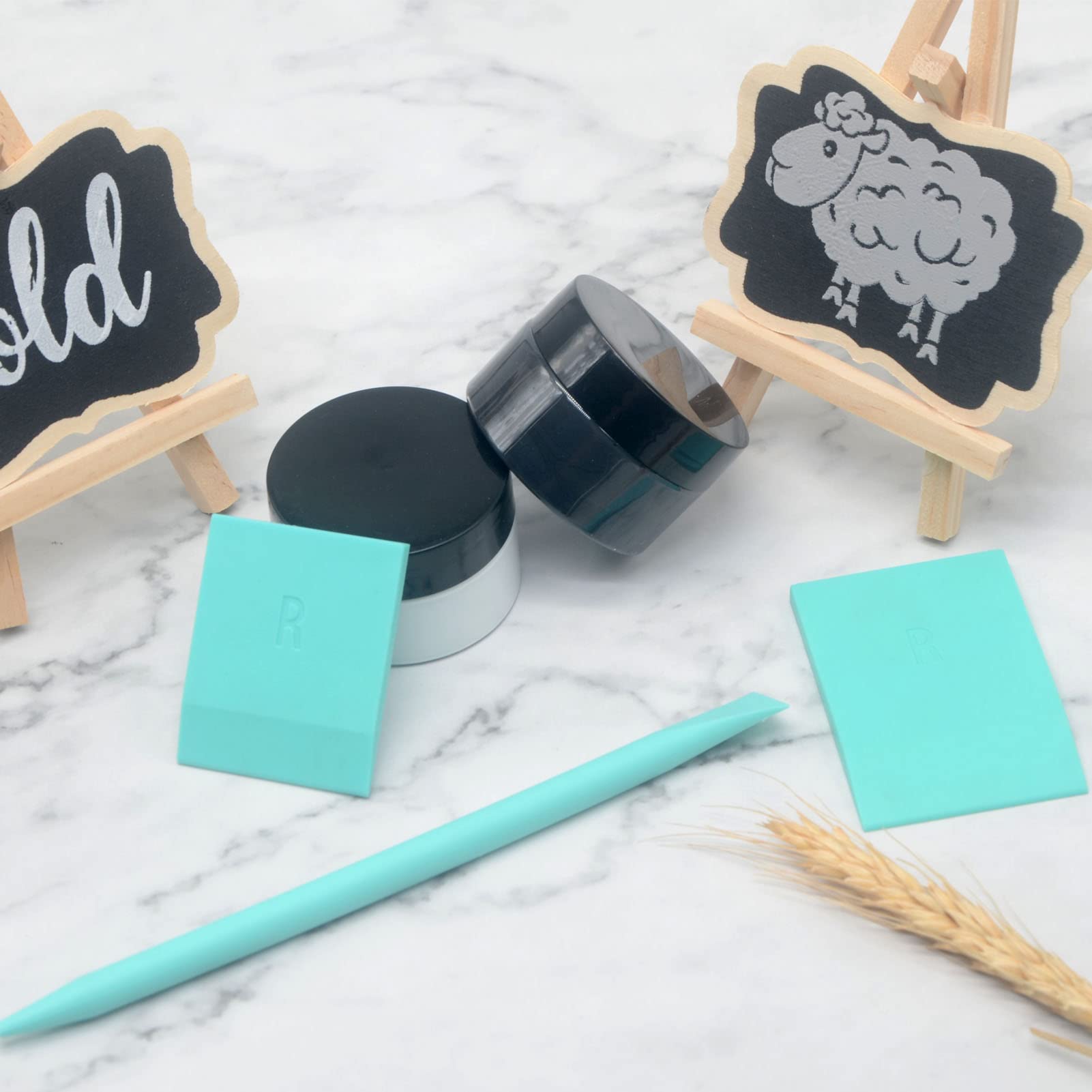Chalk Stencils Paste Self-Adhesive Screen Ink, Reusable Screen Paste Transfer Tool, 2 Cans of Chalk Ink and 2 Screen Printing Squeegees.