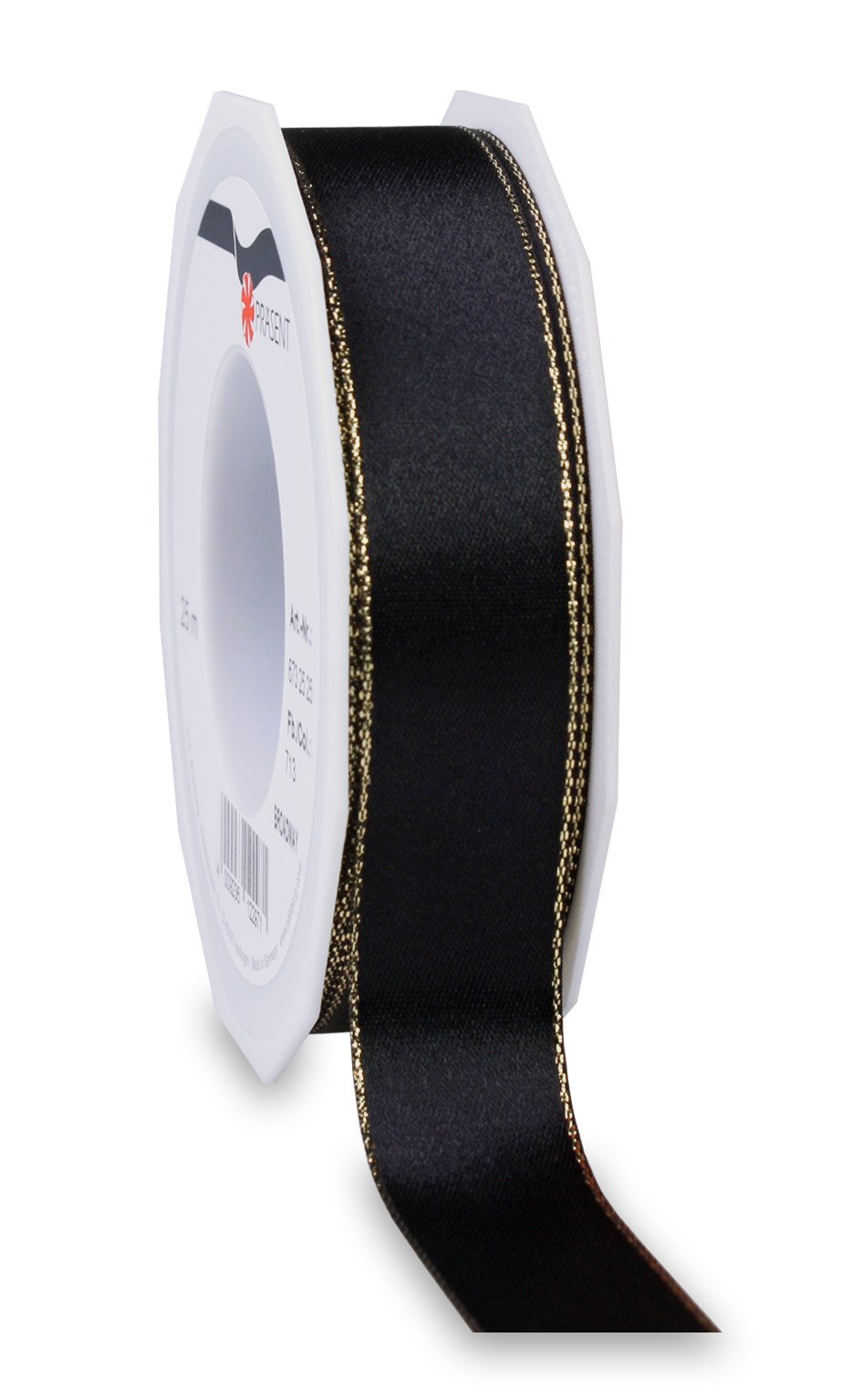 Präsent - Broadway Satin Ribbon Black Gold 25-m-Roll 25 mm width