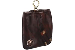 LFWATAXY Genuine Leather Medieval Coin Purse, Waist Bag Coin Organizer Change Holder Small Leather Drawstring Pouch for Men & Women (coffee)