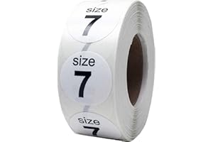 INSTOCKLABELS.COM Shoe Size 7 White Stickers - 3/4 Inch Round, 500 Semi-Gloss Adhesive Labels Per Roll for Retail, Footwear Inventory, and Organization - Made in The USA