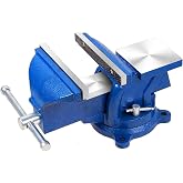Bench Vise Heavy Duty 5-Inch, 360&deg; Swivel Base with Anvil Clamp Cast Steel,Table Clamp Woodworking Vice,Multipurpose Workbenchw for Drilling, Pipe Cutting,Woodworking-Blue