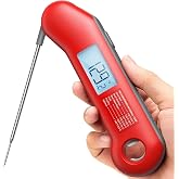 ThermoMaven 0.5 Sec Professional Meat Thermometer Digital, &plusmn;0.5&deg;F Accuracy | NIST&amp;NSF Certified, IP67 Waterproof, Auto-Rotating Backlit Display, Lift-to-Wake, for BBQ/Cooking/Camping, Red&amp;Gray