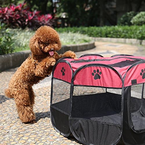Allwihone (S size) Outdoor Portable Pop-up Mesh Pet Playpen Cat Fence Dog house for Doggie\Puppy\Exercise Kennel\Small Animal