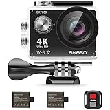 AKASO EK7000 4K WiFi Action Camera 30m Waterproof Camera Remote Control 12MP Underwater Camera with Helmet Accessories Kit - Black