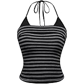 SOLY HUX Women's Striped Halter Top Y2k Summer Camisole Grunge Slim Fit Going Out Crop Tops