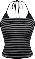 SOLY HUX Women's Striped Halter Top Y2k Grunge Emo Camisole Tops | Summer tops, Slim Fit, Going Out Crop Tops, Alt Summer Clothes, 2000s