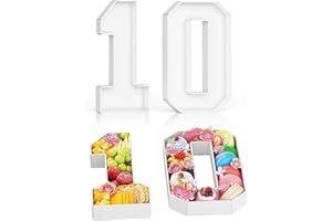 HILAVO Cardboard Number for Charcuterie, 13.7" Cardboard Number 10 Fillable Number for Food Paper Mache Number Boxes for Cupcake Sweet Candy 10th Birthday Anniversary Party Decorations