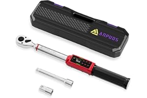ANPUDS Digital Torque Wrench 3/8 Drive, 1.5-99.6Ft.lb/2-135Nm, 3/8 Digital Torque Wrench Set with ±1% Accuracy, Vibration, Buzzer and LED Flash Notification for Bike Motorcycle Car